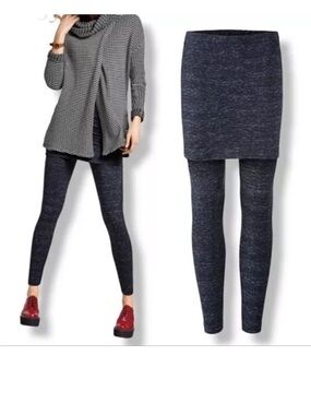 Cabi Black Speckled Space dyed Skirted Leggings.